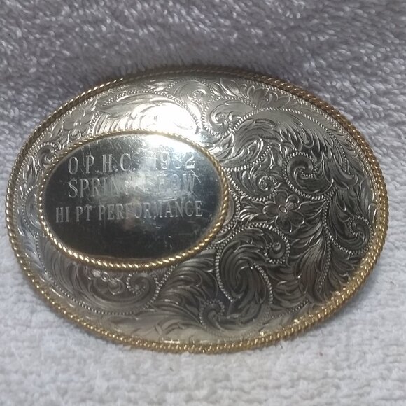 1982 O P. H. C. Spring Show Hi PT Performance Montana Silversmiths German Buckle - Picture 1 of 10